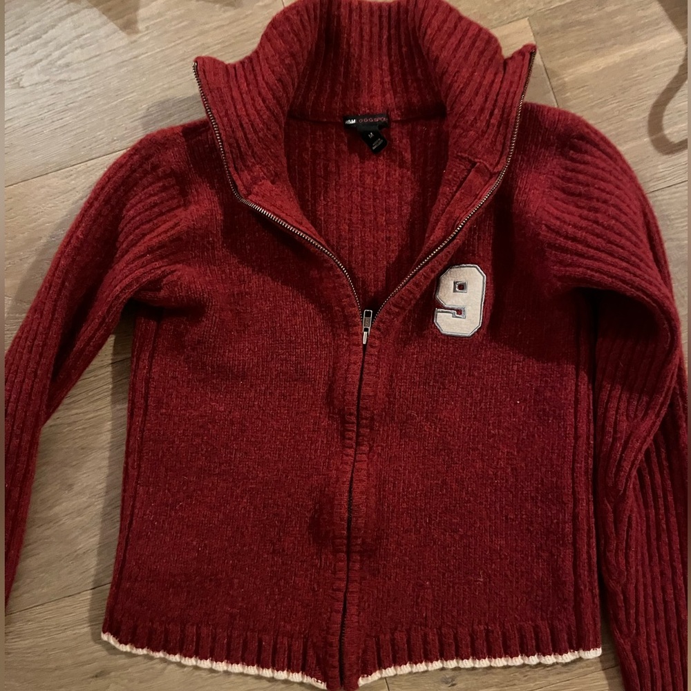 H&M Red Zip-up Wool Sweater